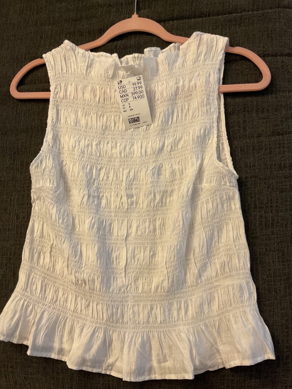H & M smocked sleeveless tank top